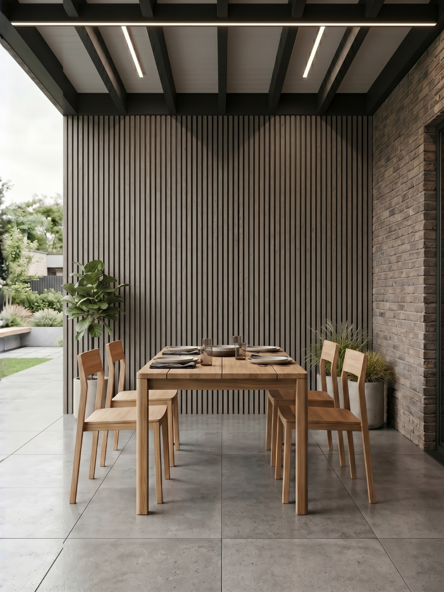 Black composite siding panels for house exterior design