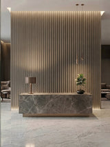 sk Wood Fluted Wall Panels for Office Reception Counter Background