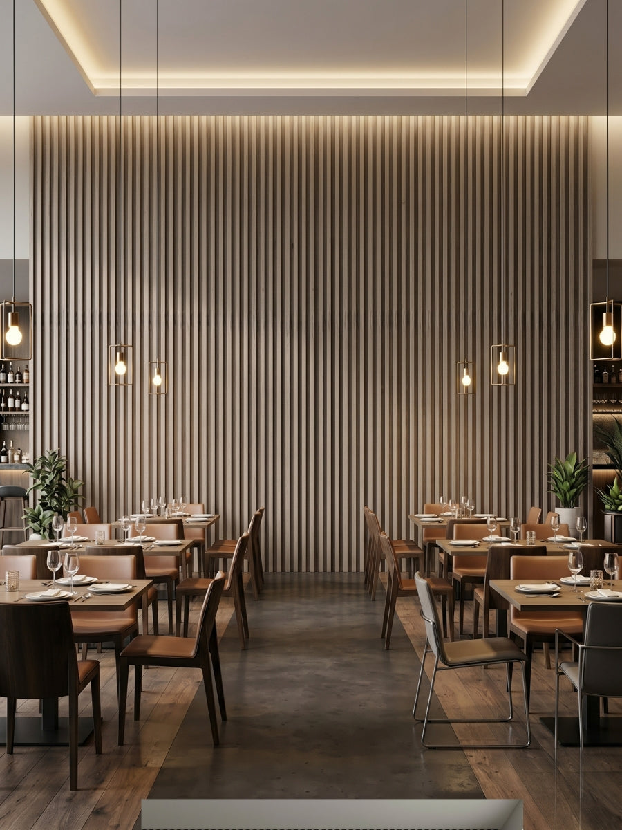 Decorative Ask Wood Wall Panels for Café and Dining Area Walls