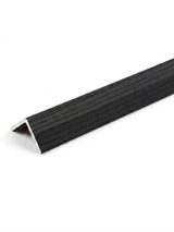 Deep black wood-look corner trim for acoustic and fluted wall panels