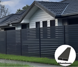 House with a modern black aluminum fence