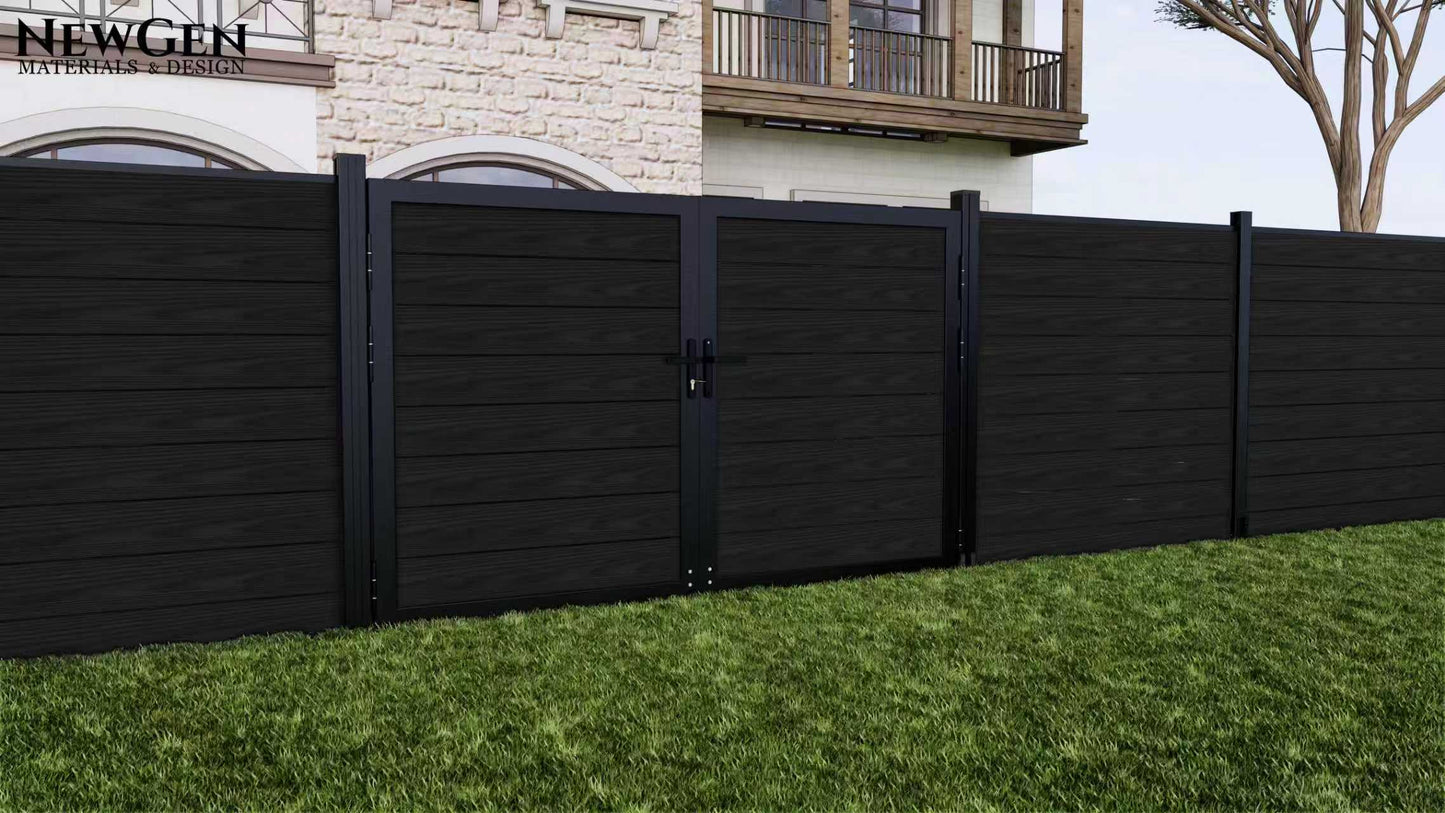 Black Composite fence with Double gate