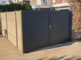 Black Modern Composite double gate fence.
