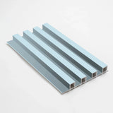 Blue Interior wall design using WPC fluted panel sample