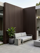 Dark brown wide composite cladding boards for stylish outdoor walls