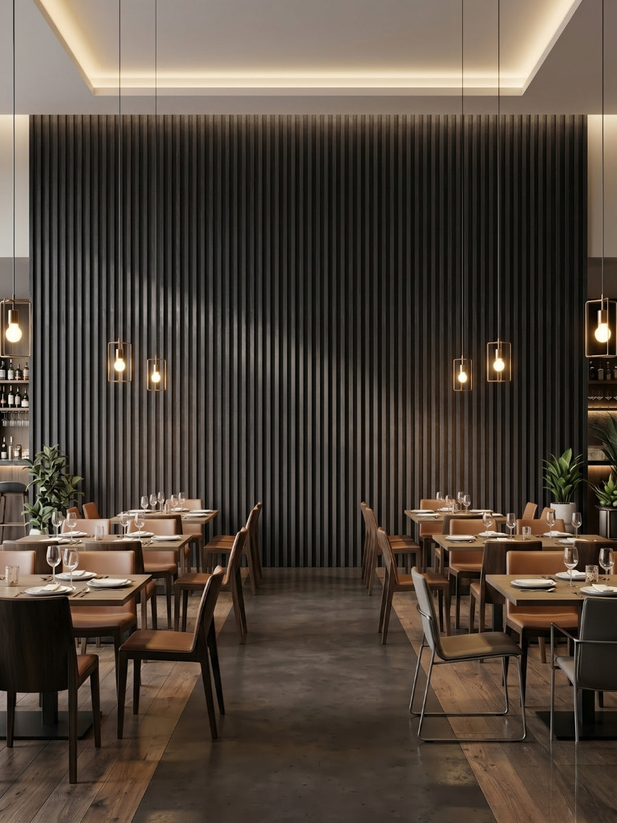 Dark Smoky Oak WPC Fluted 3D Wall Panels |  42.9 sq. ft./Box
