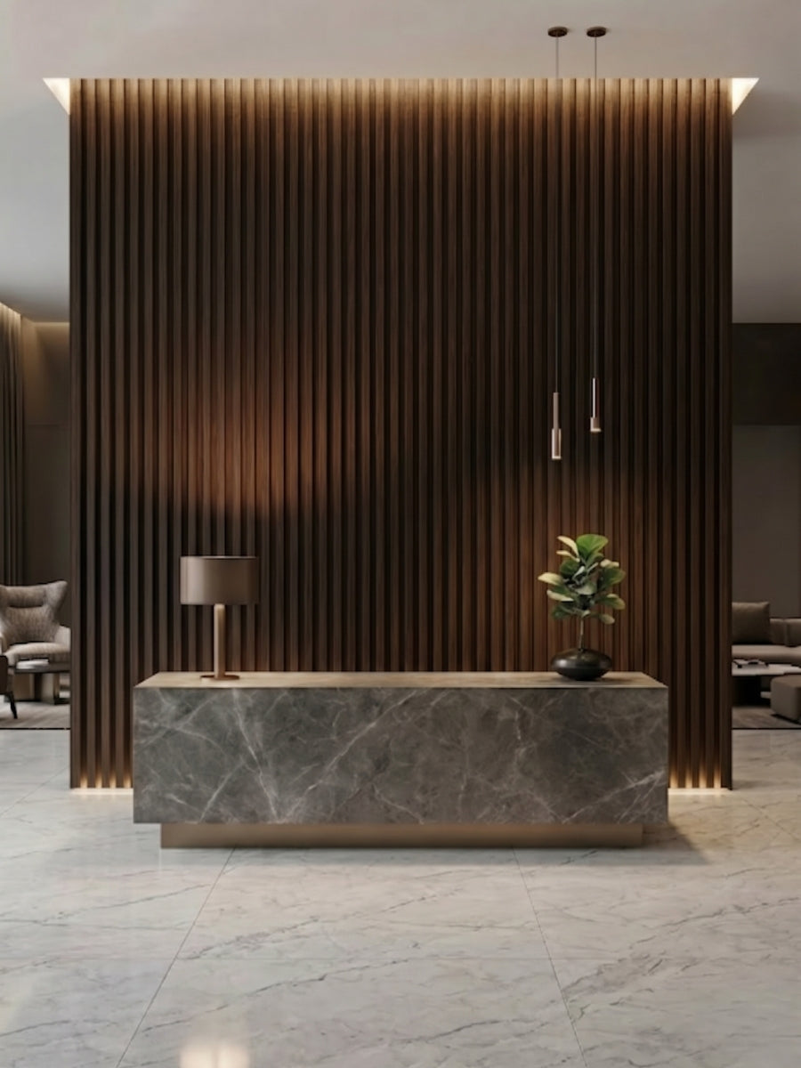Dark Walnut Oak WPC Fluted 3D Wall Panels |  42.9 sq. ft./Box