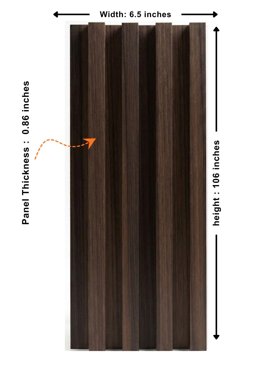 Dark Walnut Oak WPC Fluted 3D Wall Panels |  42.9 sq. ft./Box