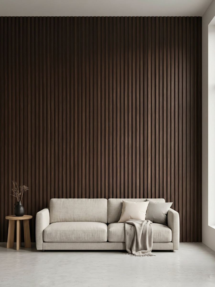 Dark Walnut Oak WPC Fluted 3D Wall Panels |  42.9 sq. ft./Box