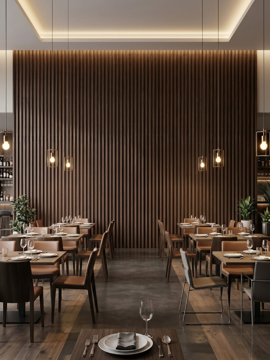 Dark Walnut Oak WPC Fluted 3D Wall Panels |  42.9 sq. ft./Box