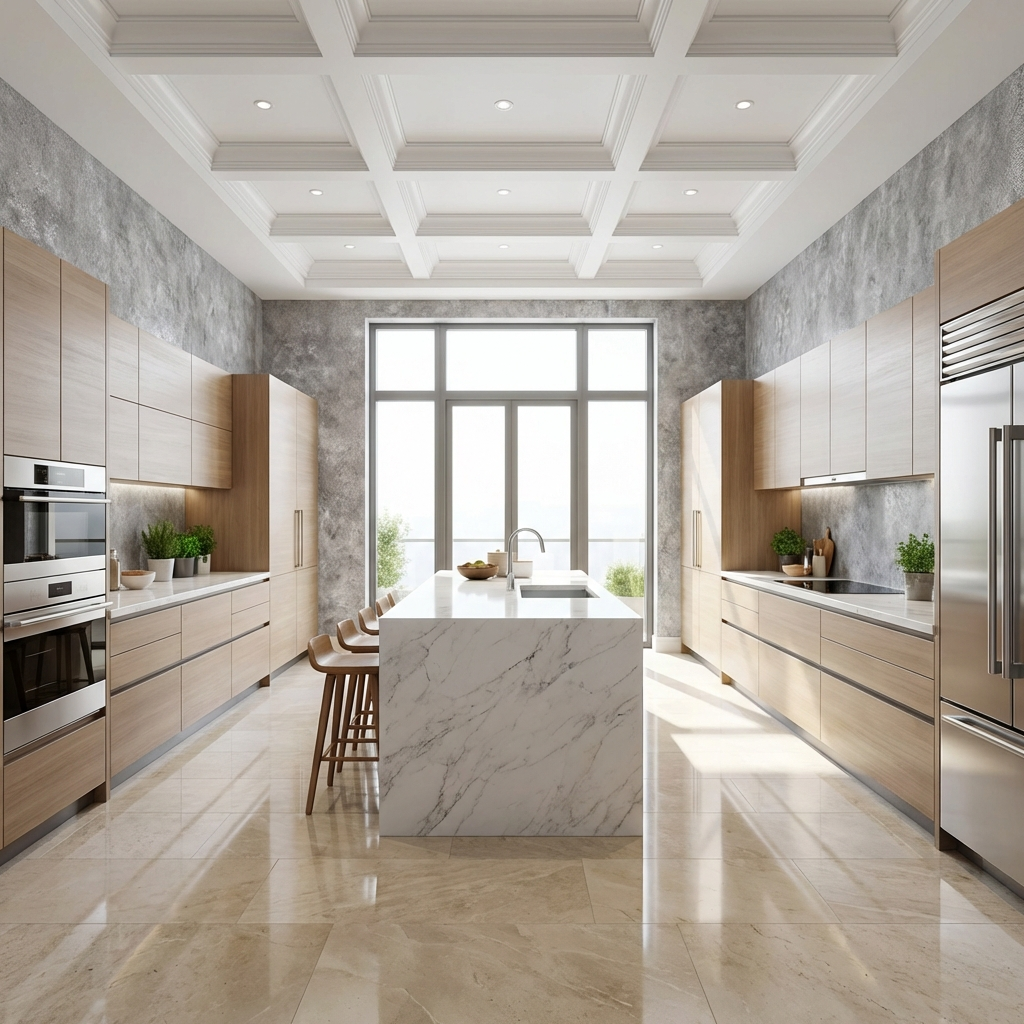 Decorative grey stone look PVC wall covering for kitchen