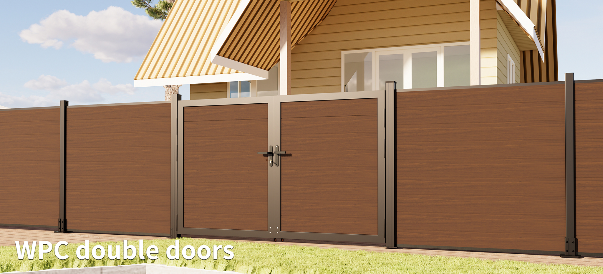 Double Gate with heavy duty fence post