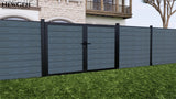 Gray Composite fence with Double gate
