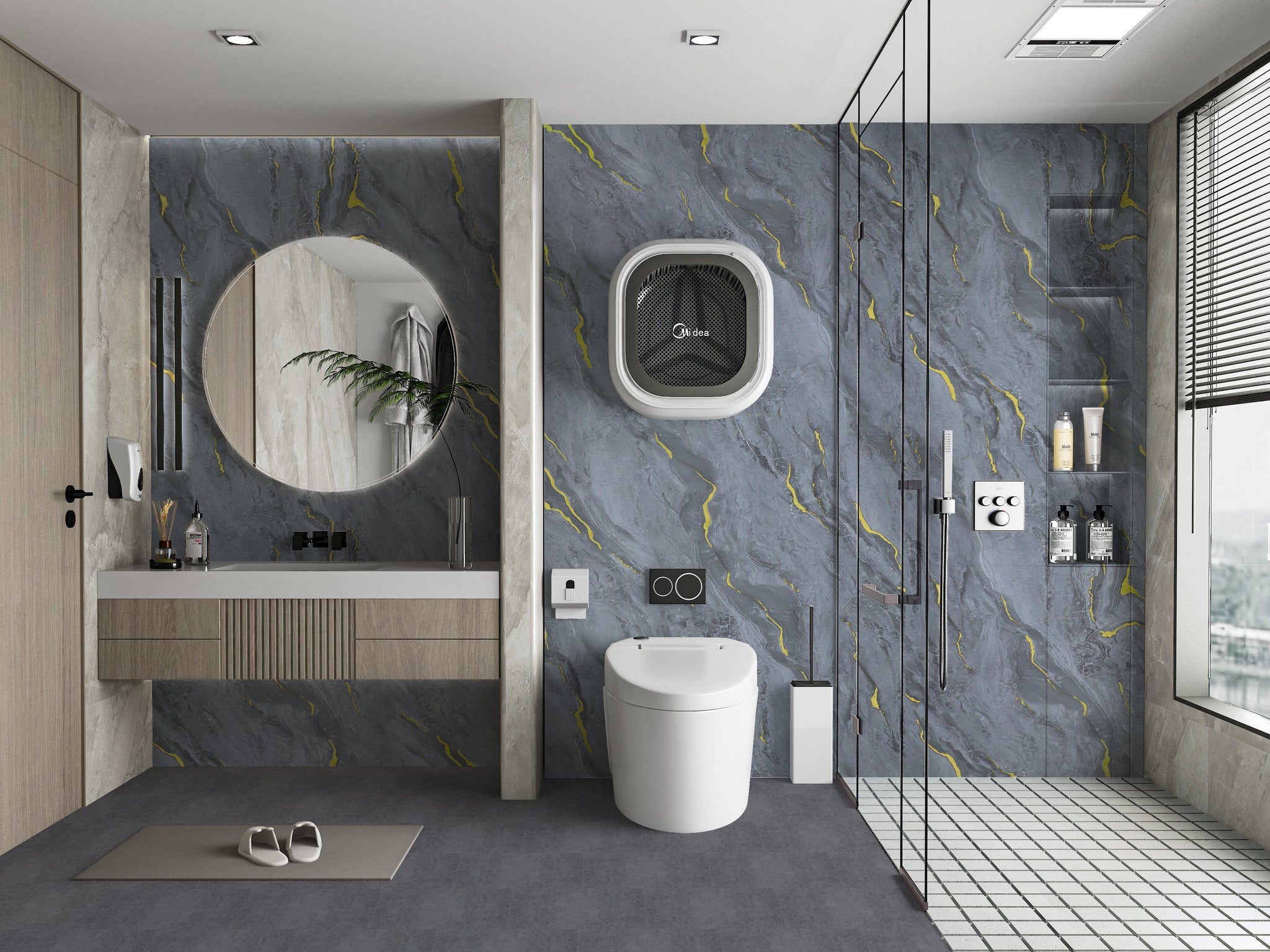 Silver Gold Marble PVC Wall Panel - Waterproof (4x8 ft, 32 sq. ft)