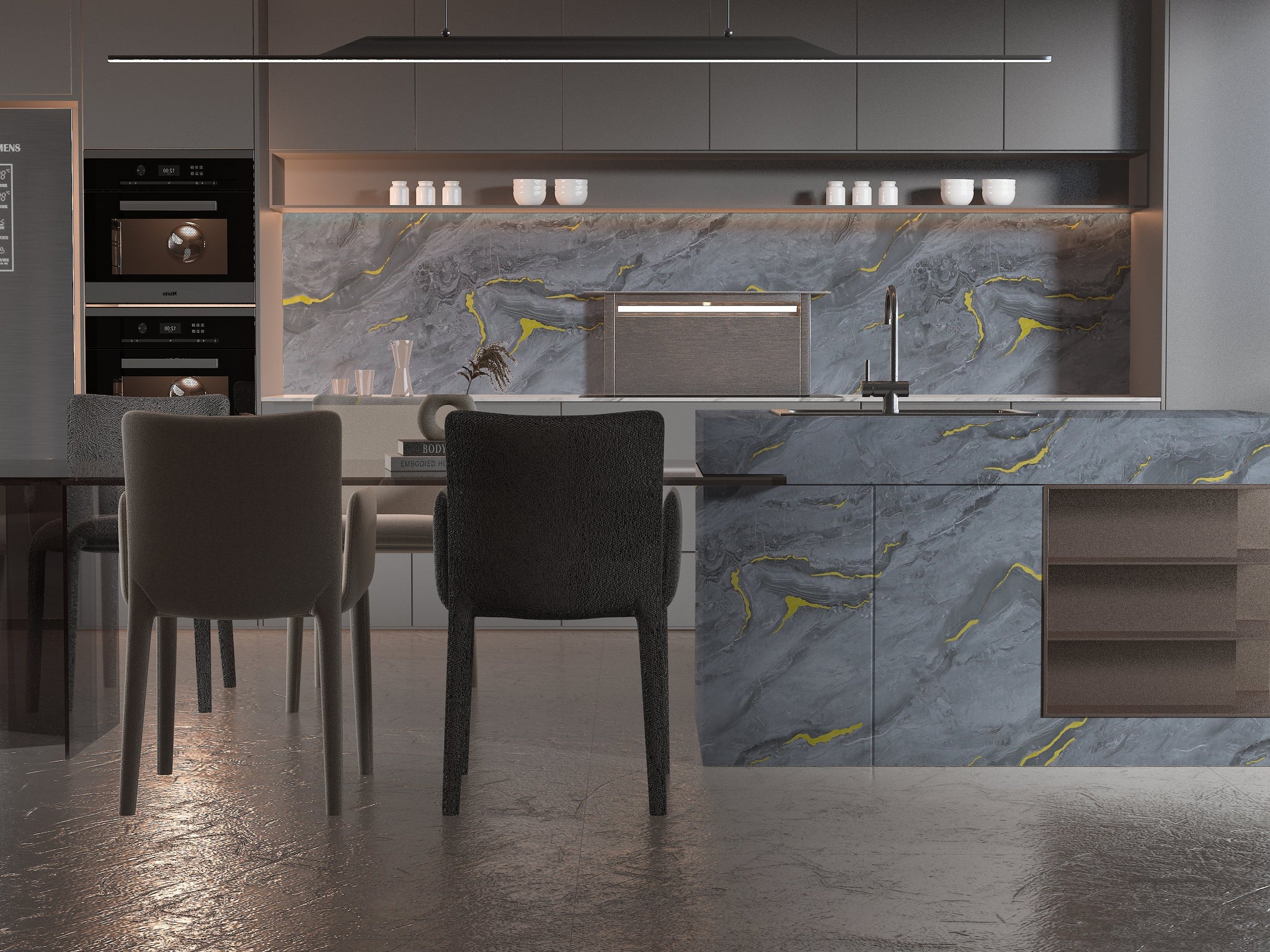 Silver Gold Marble PVC Wall Panel - Waterproof (4x8 ft, 32 sq. ft)