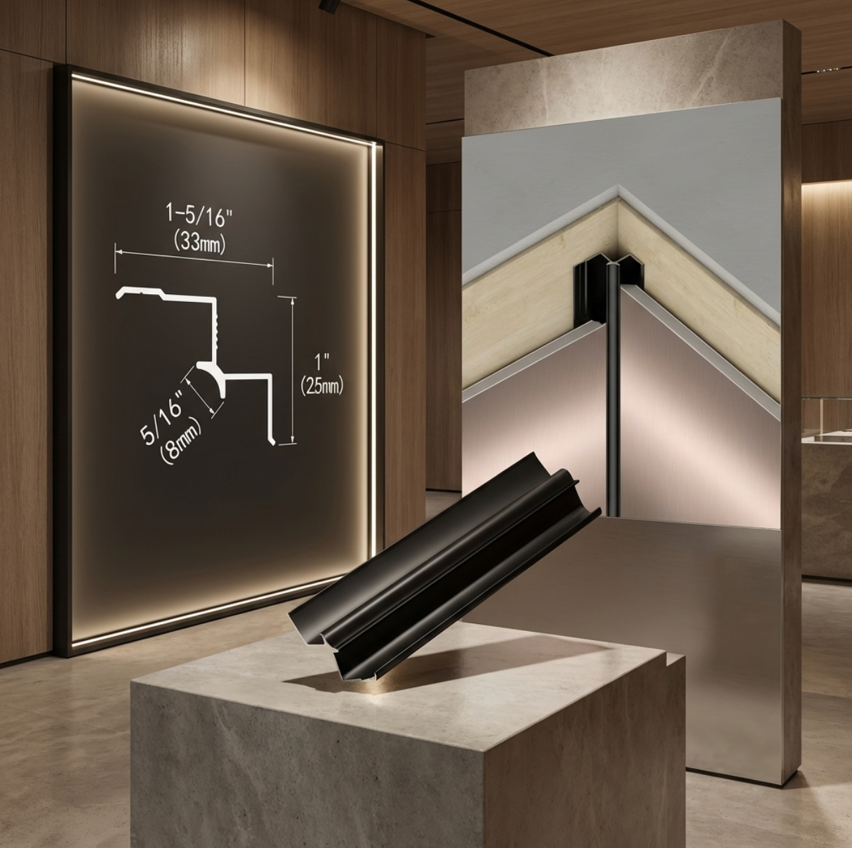 Inside Corner Black Aluminum 8mm