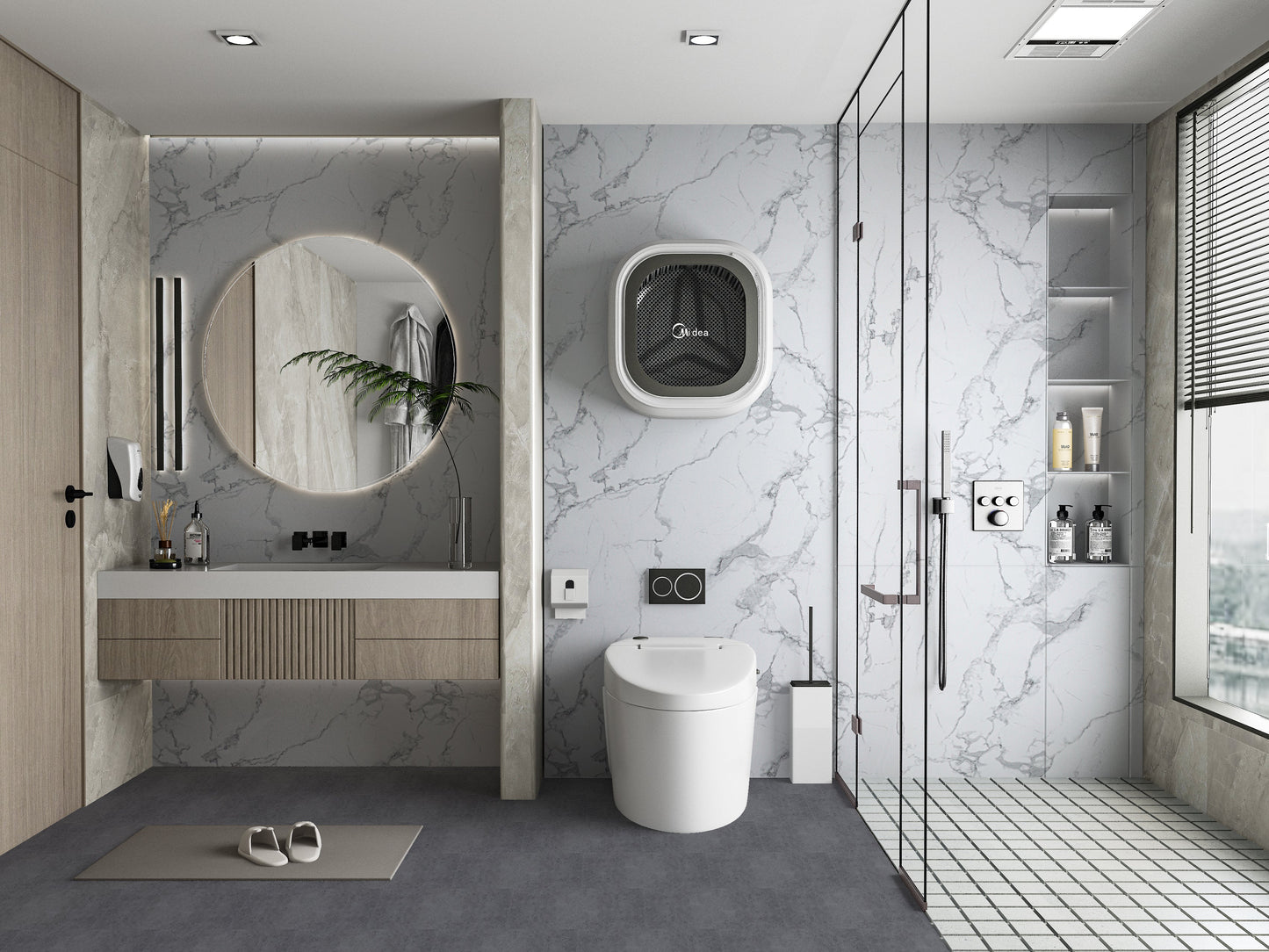 White Gray Pearl Marble PVC Wall Panel - Waterproof (4x8 ft, 32 sq. ft)