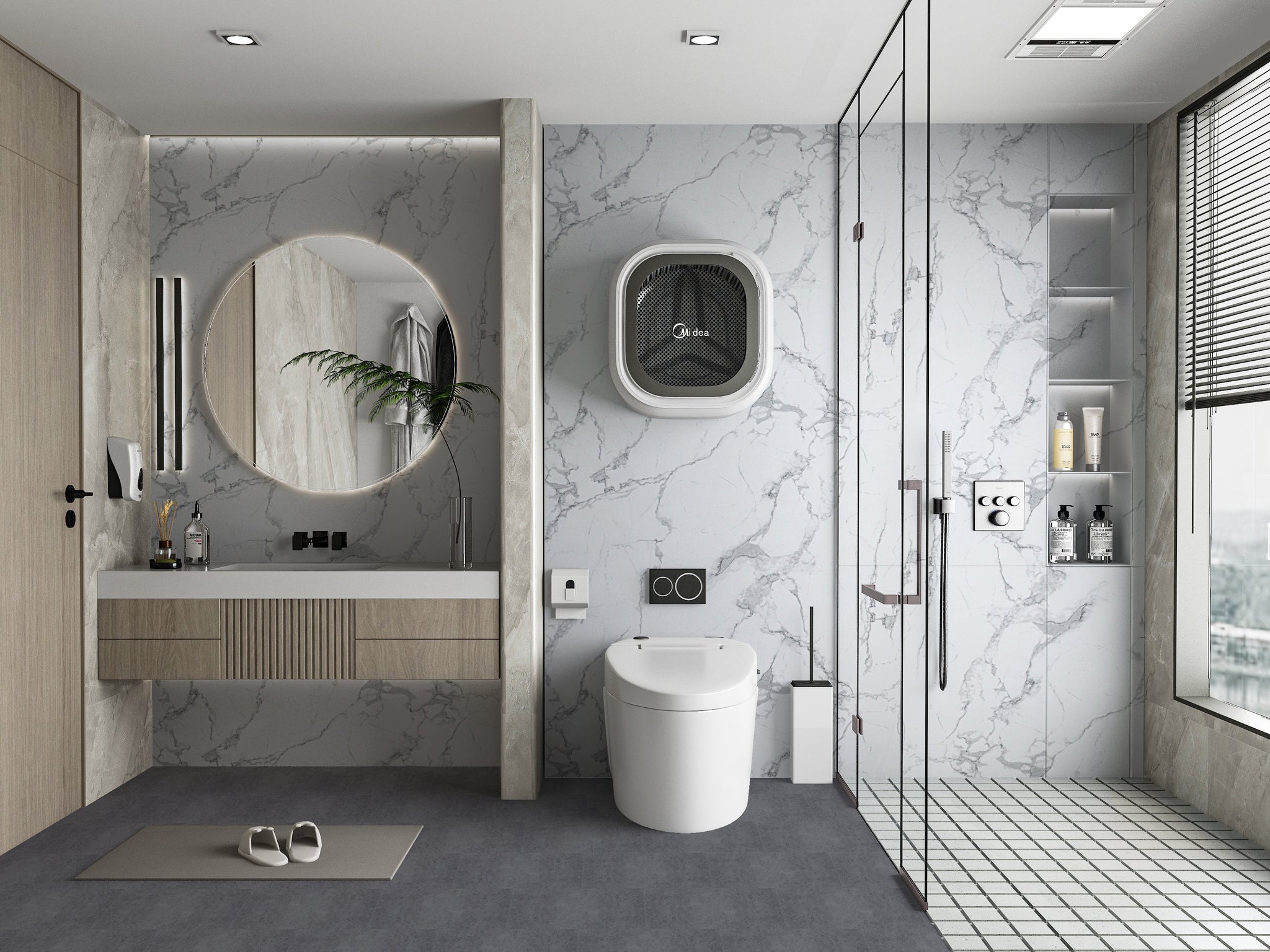 White Gray Pearl Marble PVC Wall Panel - Waterproof (4x8 ft, 32 sq. ft)