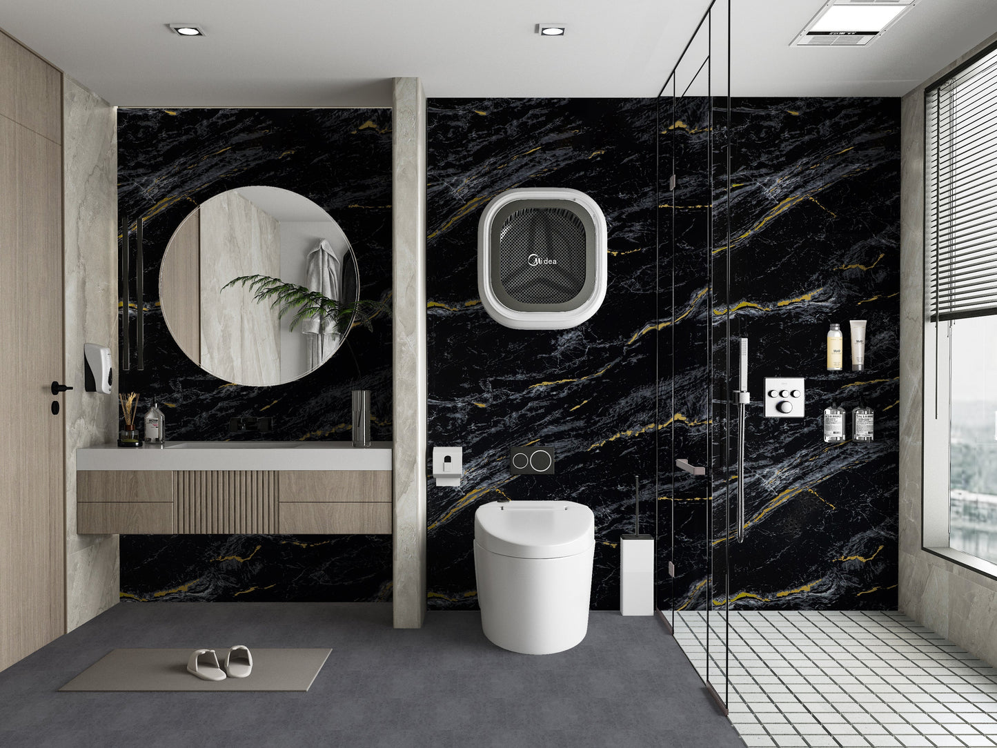 Midnight Gold Marble UV Protected PVC Wall Panel 