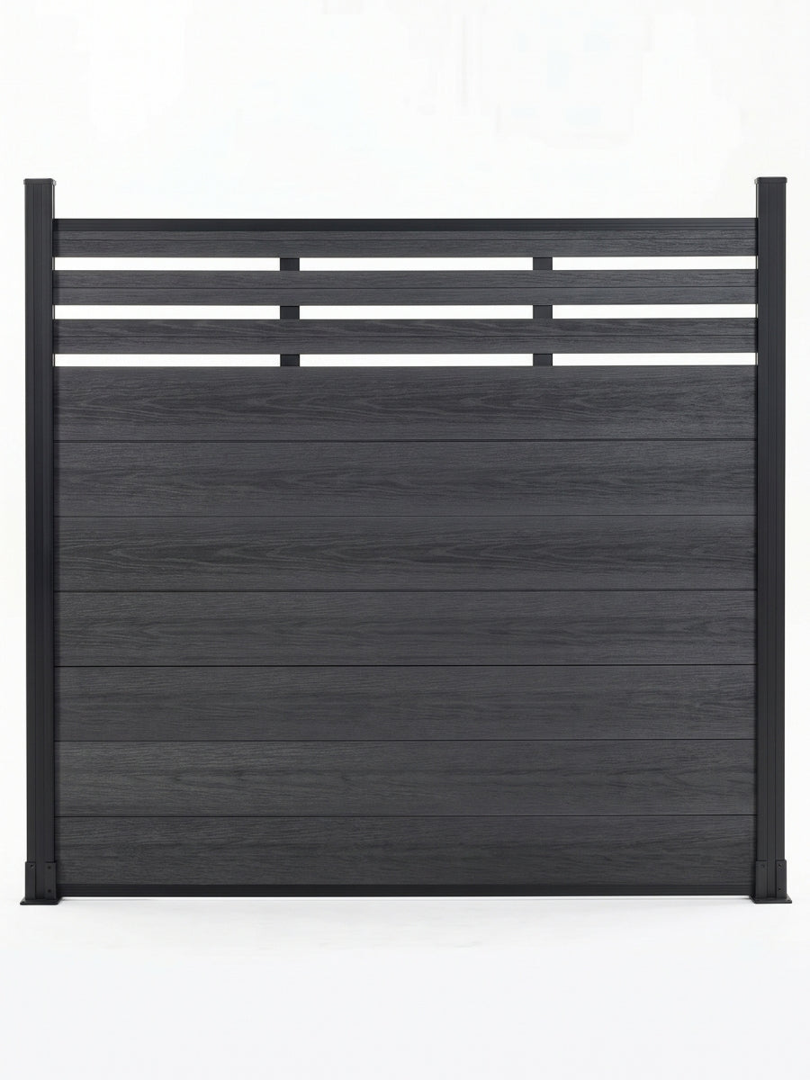 top lattice privacy composite fence panel black durable outdoor fencing