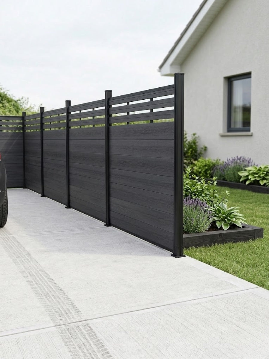 premium black composite lattice top fence panel for home exterior design