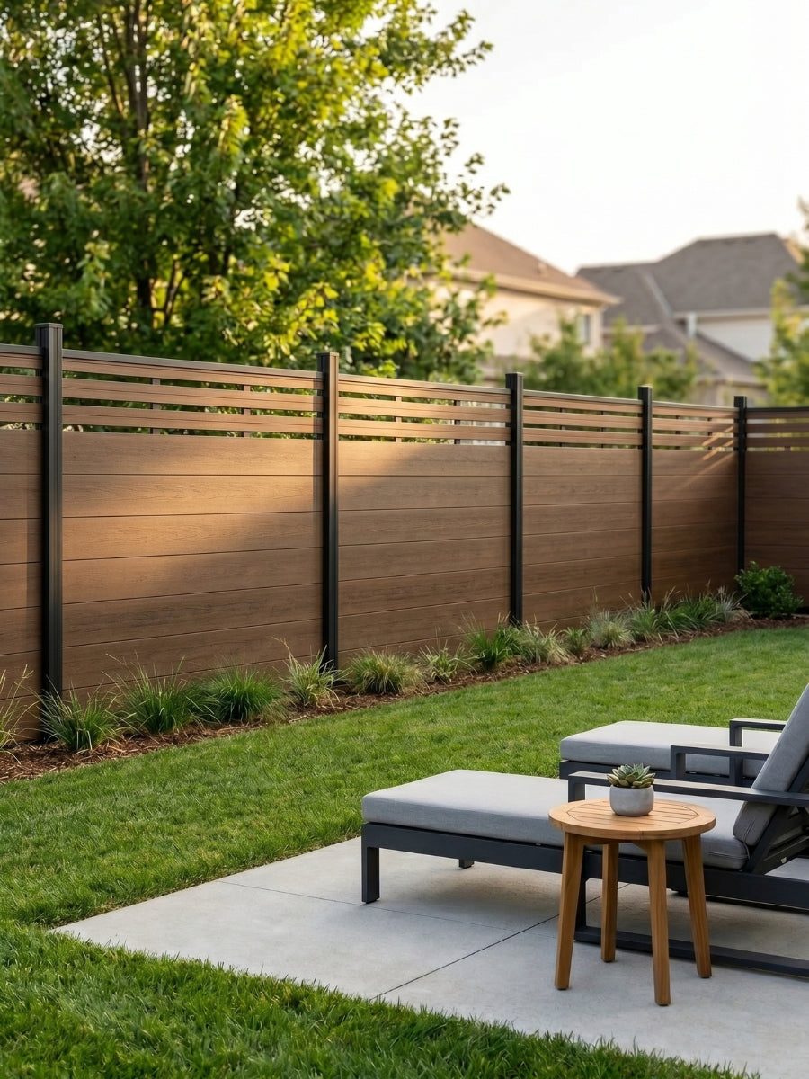 walnut 6x6 ft WPC composite fence panel with lattice top for garden privacy