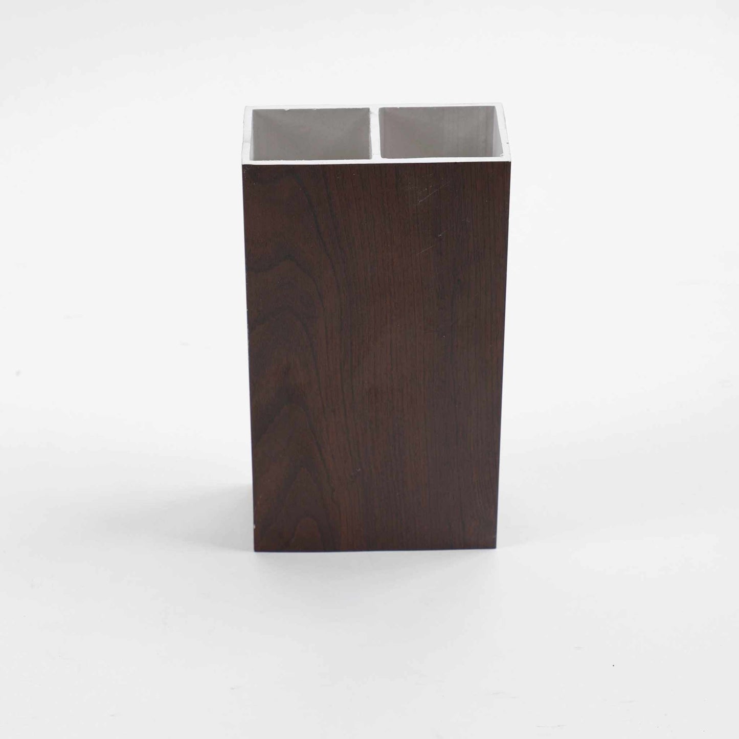 Brown WPC timber tubes, 4x2 inches, 9.5 feet long, with dark wood grain, ideal for NJ projects, durable and stylish.