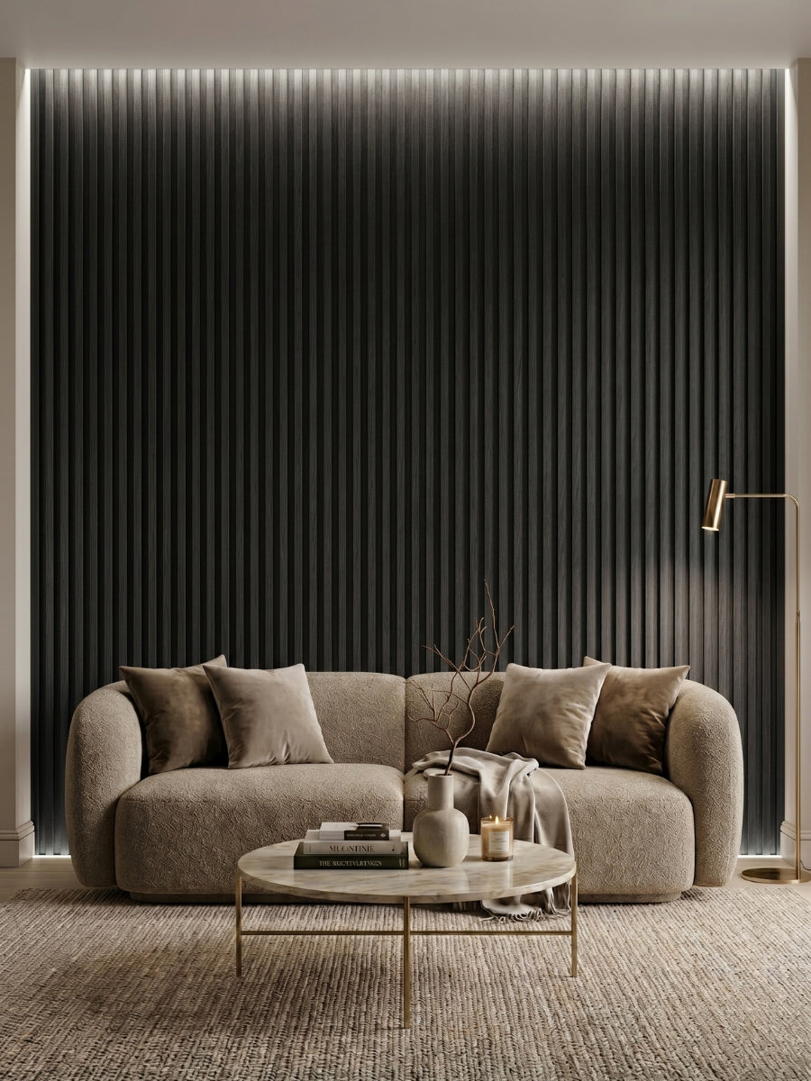 Dark Smoky Oak WPC Fluted 3D Wall Panels |  42.9 sq. ft./Box