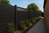 Modern Hollow Decorative Fence Panel finished in a sleek black color