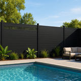 Modern hollow decorative fence panel in black for backyard privacy