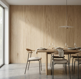 Modern interior with wood veneer  walls panels seamless connection 