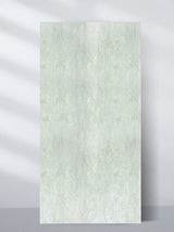 Pale green travertine-look waterproof PVC sheet with a rough vertical stone texture