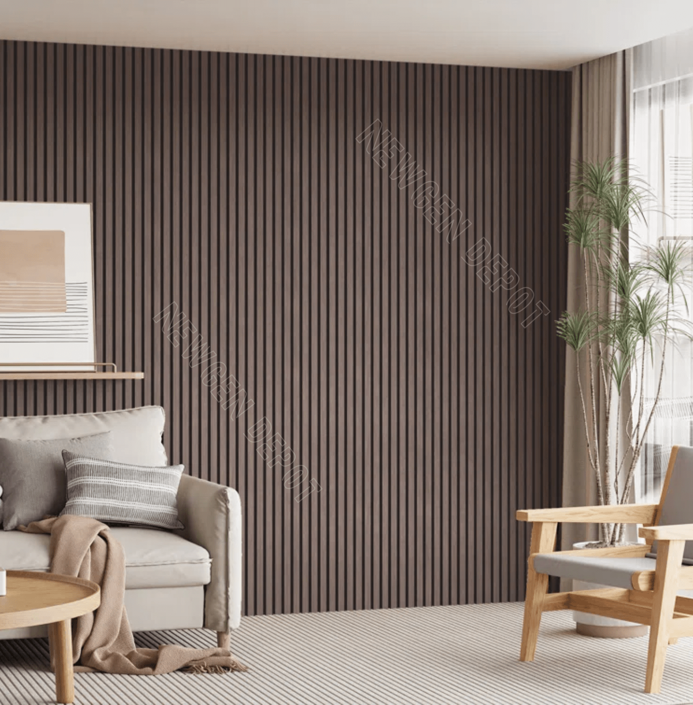 Dark Wood Acoustic Slat Wall Panels. Premium Quality 