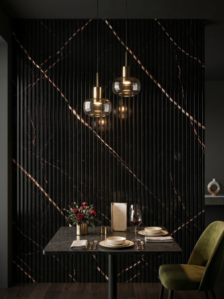 Noir Royale WPC Wall Panels for Modern Restaurant Interiors