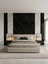 Luxury Bedroom Accent Wall with Noir Royale Fluted Panels