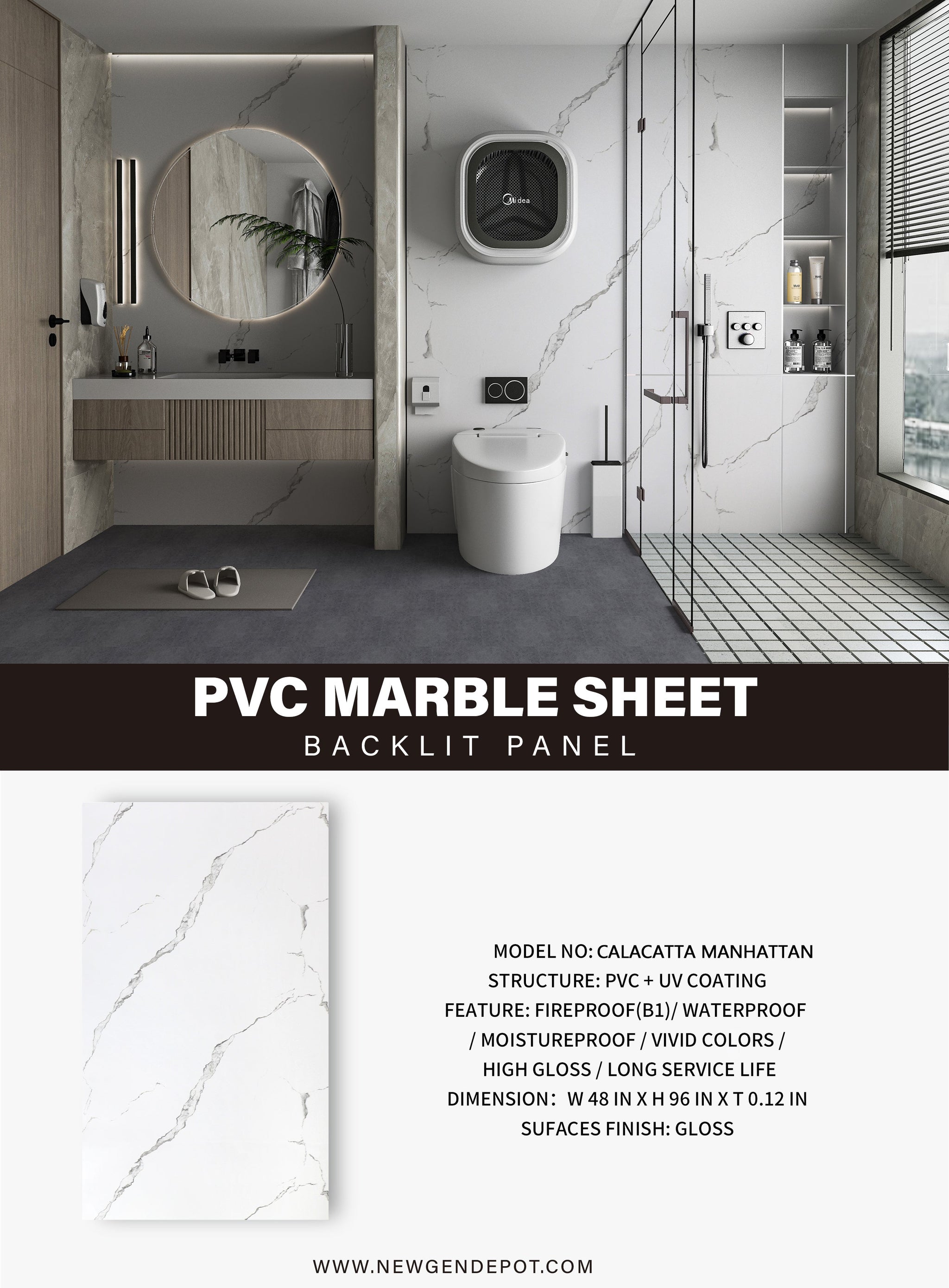 PVC MARBLE SHEETS BATHROOM DESIGN
