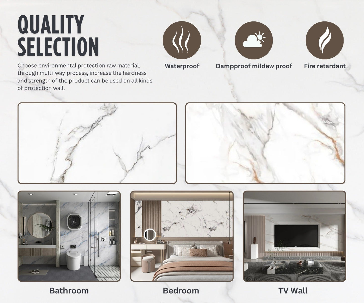 PVC marble sheet sample
Order PVC marble sample
Waterproof PVC marble sheets
UV coated marble PVC sheet
Durable decorative marble sheet