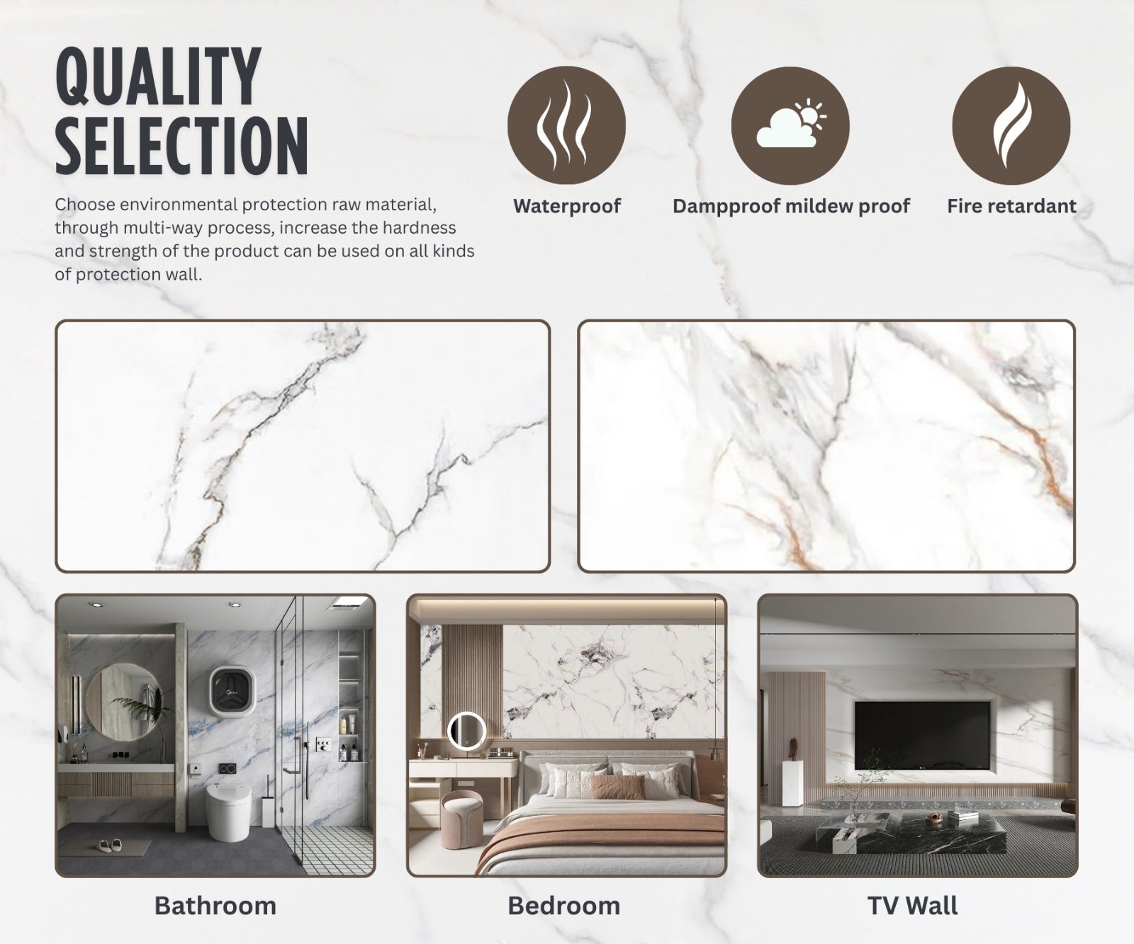 PVC marble sheet sample
Order PVC marble sample
Waterproof PVC marble sheets
UV coated marble PVC sheet
Durable decorative marble sheet