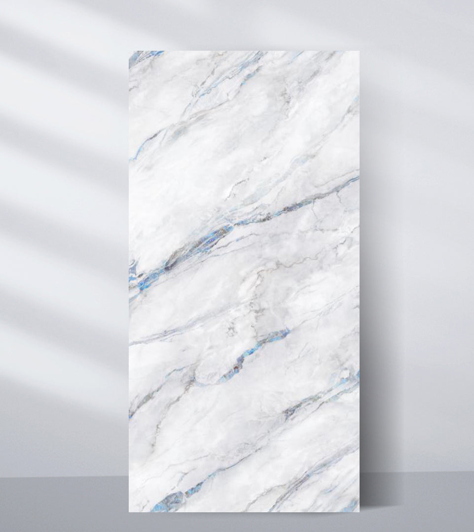 PVC Marble Sheet Wall Panel Market Bluewave Marble Continuous pattern book match design 