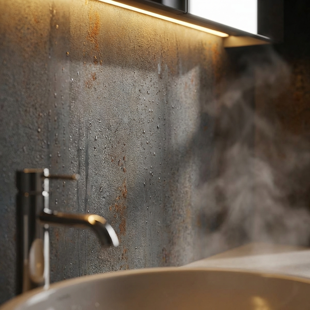 Luxury spa bathroom with charcoal stone PVC wall panels