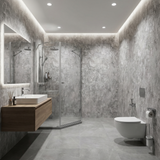 Textured grey stone PVC panels for walk in shower