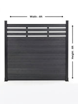 Black top lattice privacy composite fence panel shown with 6 ft width and 6 ft height dimensions
