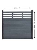 6 ft by 6 ft light gray composite privacy fence panel with top lattice and dimension arrows
