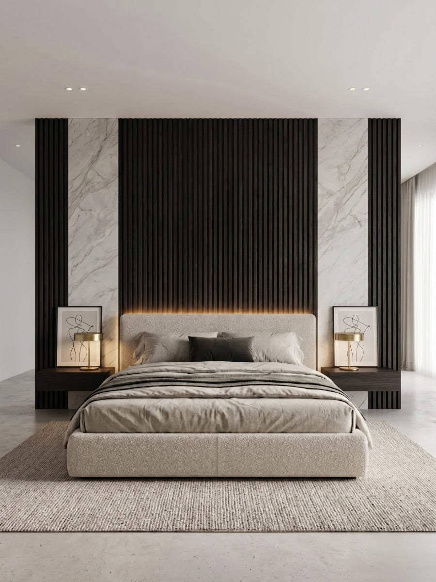 Walnut Ink Metallic WPC Fluted 3D Wall Panels |  42.9 sq. ft./Box