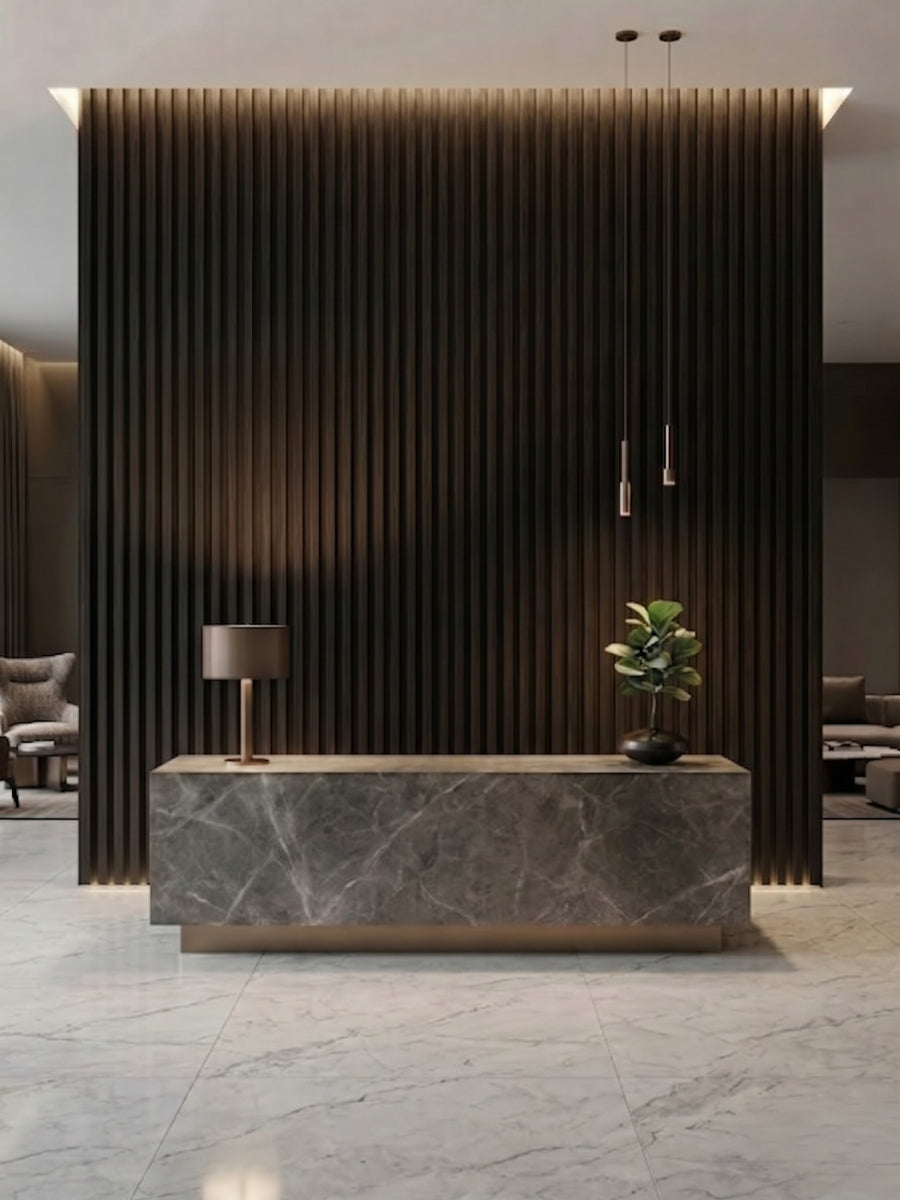 Walnut Ink Metallic WPC Fluted 3D Wall Panels |  42.9 sq. ft./Box