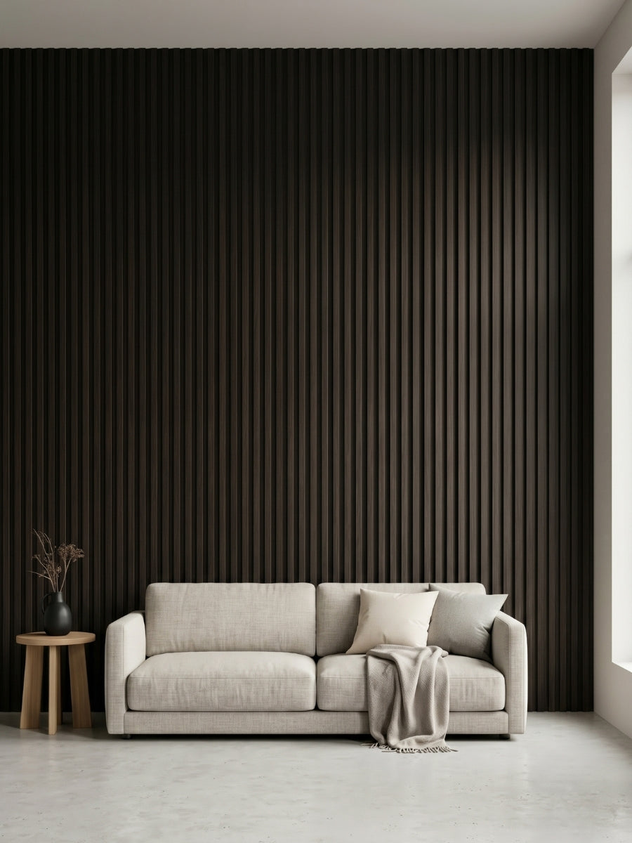 Walnut Ink Metallic WPC Fluted 3D Wall Panels |  42.9 sq. ft./Box