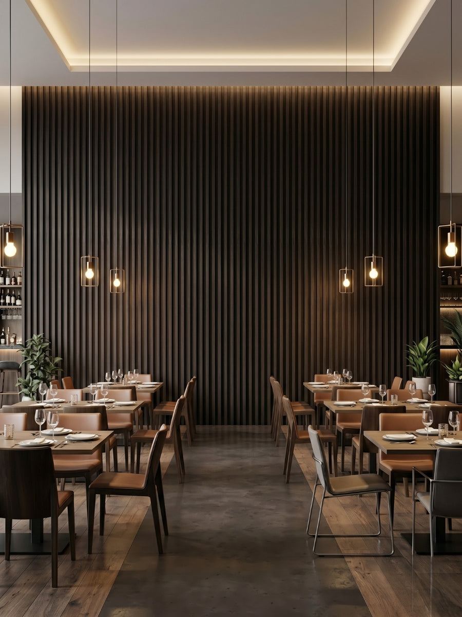Walnut Ink Metallic WPC Fluted 3D Wall Panels |  42.9 sq. ft./Box
