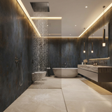 Waterproof charcoal marble look PVC sheets bathroom design