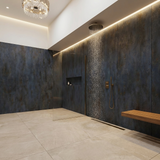 Seamless charcoal PVC panels for bathroom renovation