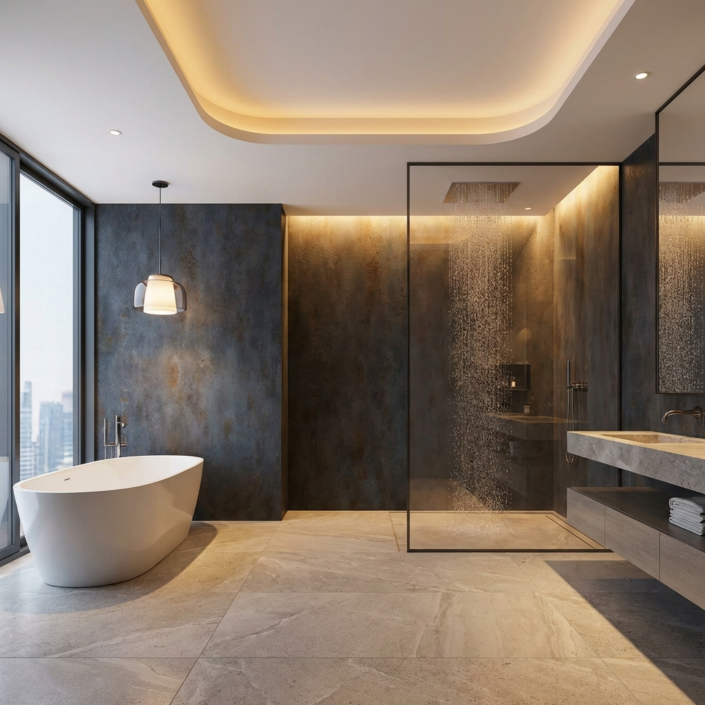Waterproof dark charcoal PVC panels for walk-in shower